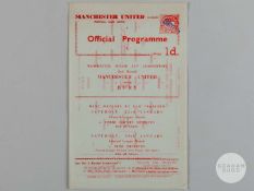 Manchester United v Bury Manchester Senior Cup 2nd Round programme, 1960.