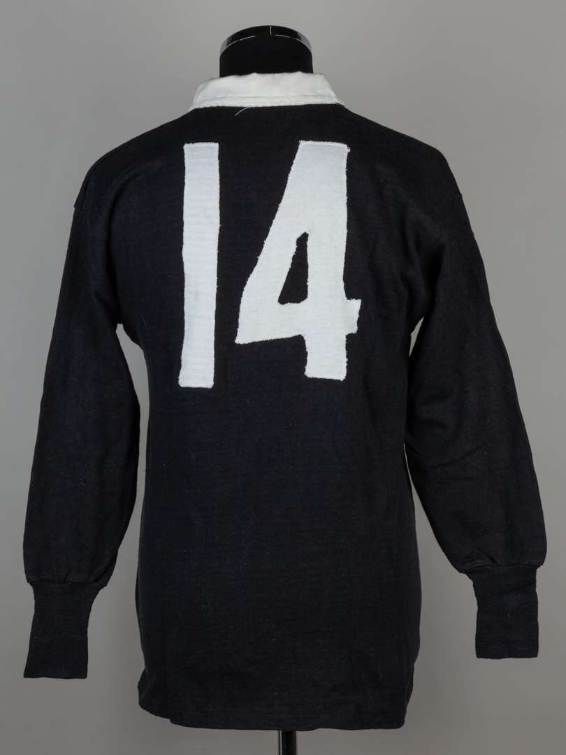 Black and white No.14 New Zealand v. England match worn long-sleeved shirt - Image 2 of 4