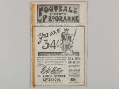 Liverpool v. Preston North End combined match programme, 1923.