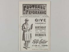 Liverpool v. Leicester City combined match programme, 1926.