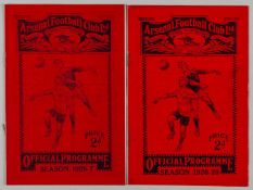 Two Arsenal v. Liverpool match programmes, 1926-1929.