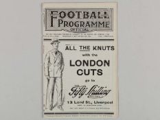Liverpool v. Aston Villa match programme, 8th September 1926.