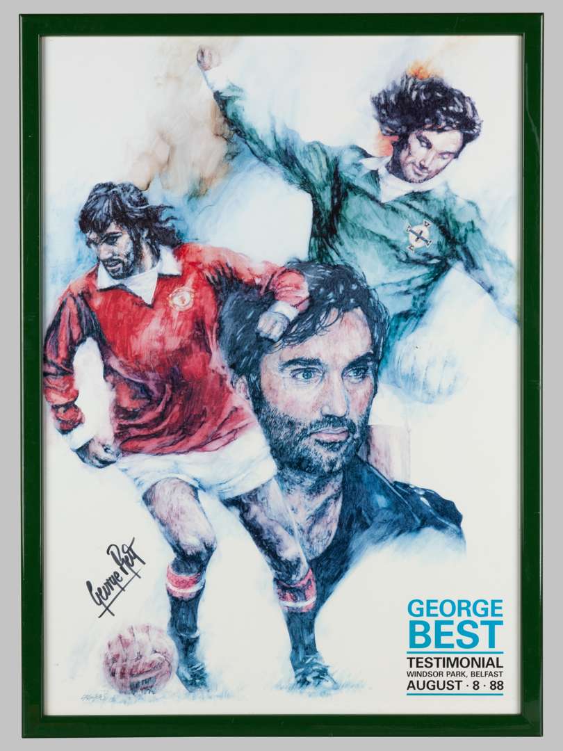 George Best autographed Testimonial poster at Windsor Park, 8th August 1988.