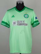 Nir Bitton lime green No.6 Celtic Europa League short-sleeved shirt, 2020-21.