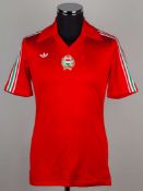 Mike Duxbury Ignac Izso red No.15 Hungary v. England match issued short-sleeved shirt, 1983.