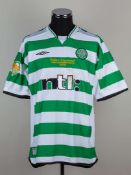 David Fernandez green & white No.11 Celtic v. Feyenoord Lisbon Lions Benefit shirt, 2003.