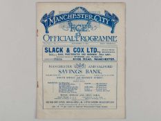 Manchester City Reserves v. Liverpool Reserves match programme, 13th September 1924.