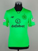 Kieran Tierney green No.63 Celtic v. Hibernian League Cup semi final shirt, 2017.