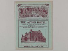 Aston Villa v. Liverpool postponed match programme, 27th December 1924.