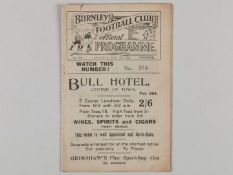 Burnley v. Liverpool match programme, 3rd October 1925.