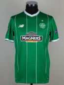 Stuart Armstrong green & white pinstripe No.14 Celtic Europa League shirt, 2015-16.