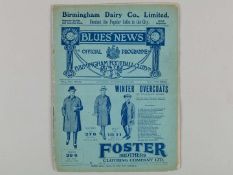 Birmingham v. Liverpool match programme, 21st November 1925.