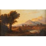 Giacinto Gigante (Napoli 1806 -1876), “Paesaggio con Vesuvio”. Olio su tela, siglato in basso a
