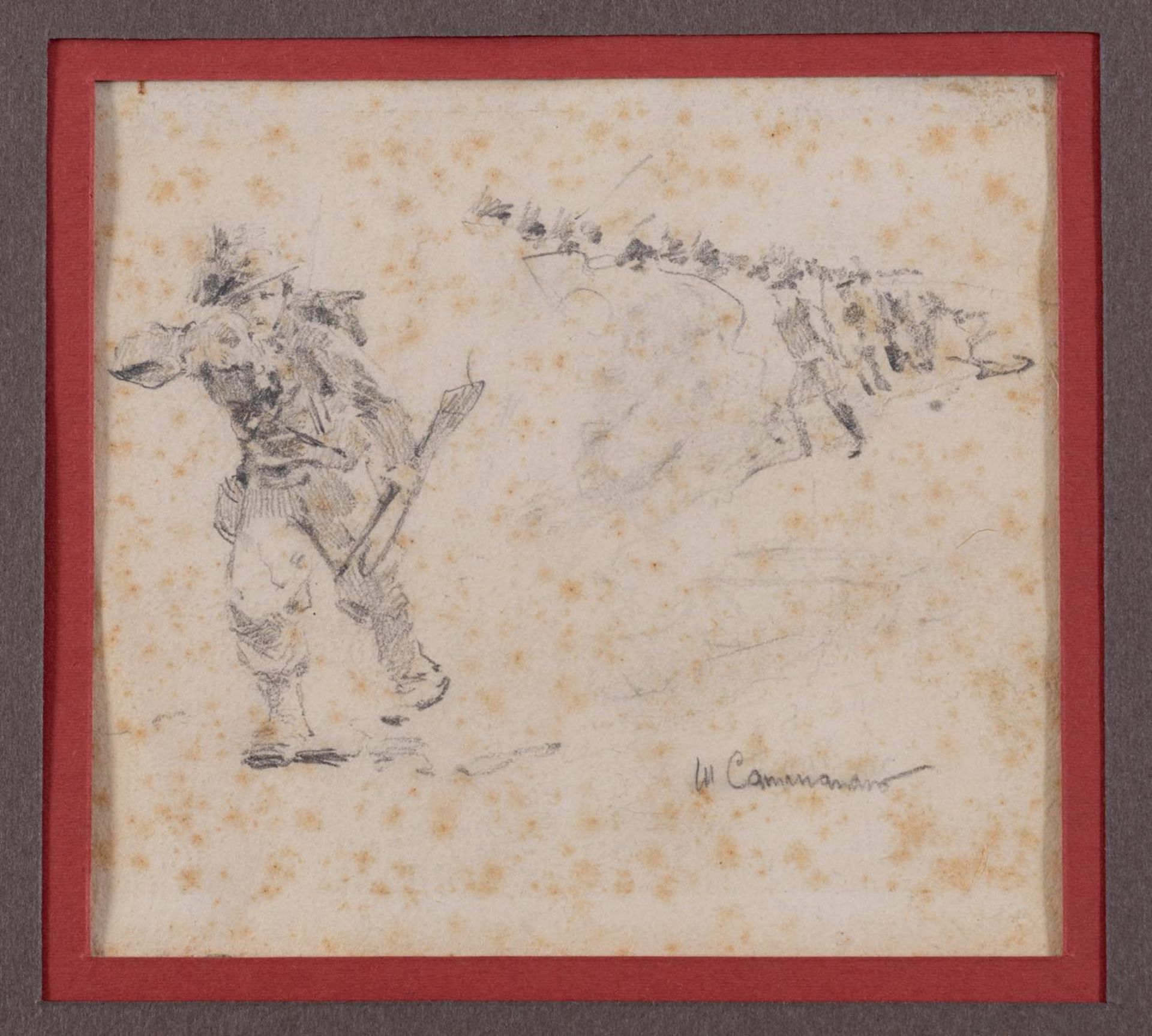 Michele Cammarano (Napoli 1835 - 1920), “Soldati”. Coppia di matite su carta, firmate in basso - Image 3 of 4