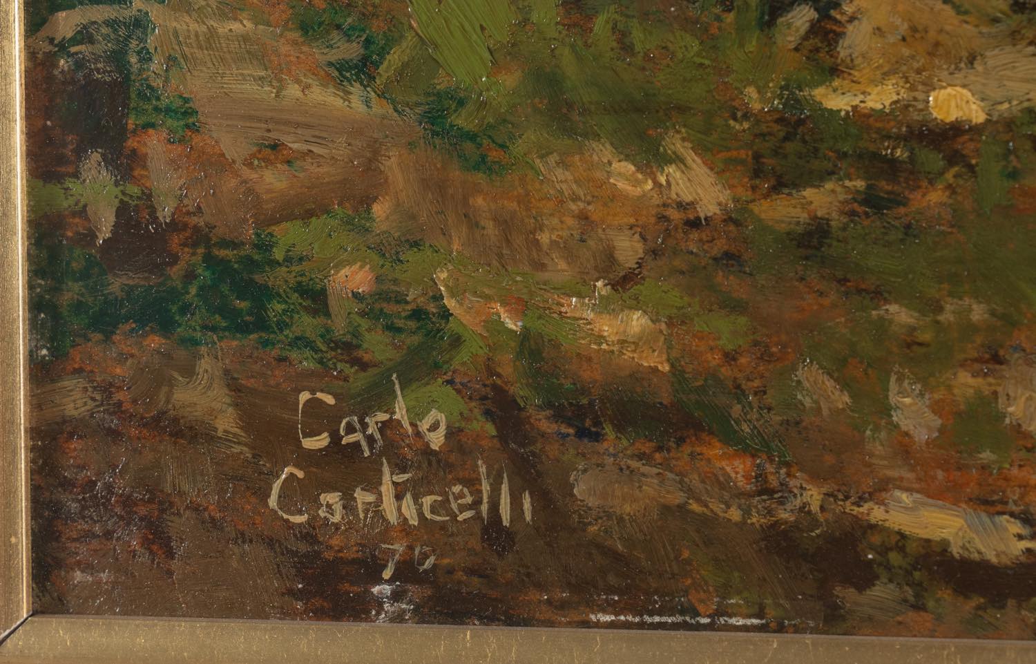 Carlo Corticelli (XX sec.), “Il gregge”, 1970. Olio su cartone, firmato e datato in basso a - Image 2 of 3