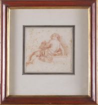 Maestro Emiliano del XVIII secolo, “Studio di figure maschili”. Coppia di sanguigne su carta,
