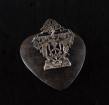 Grey & Co. Argentieri, Fermacarte con pinza in argento, Birmingham, 1908. Base a forma di cuore,