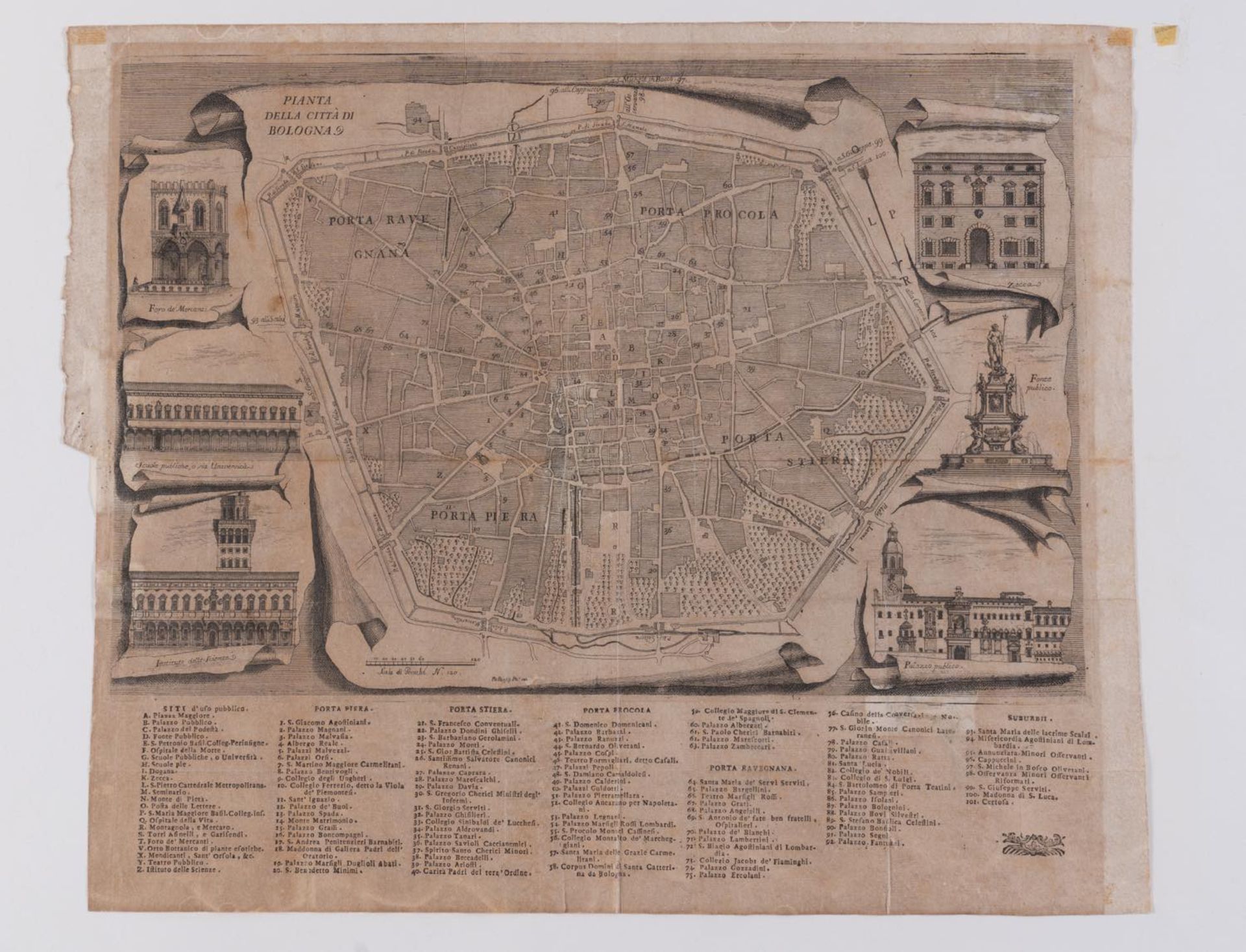 Pio Panfili (Porto San Giorgio 1723 - Bologna 1812), “Pianta della città di Bologna”.