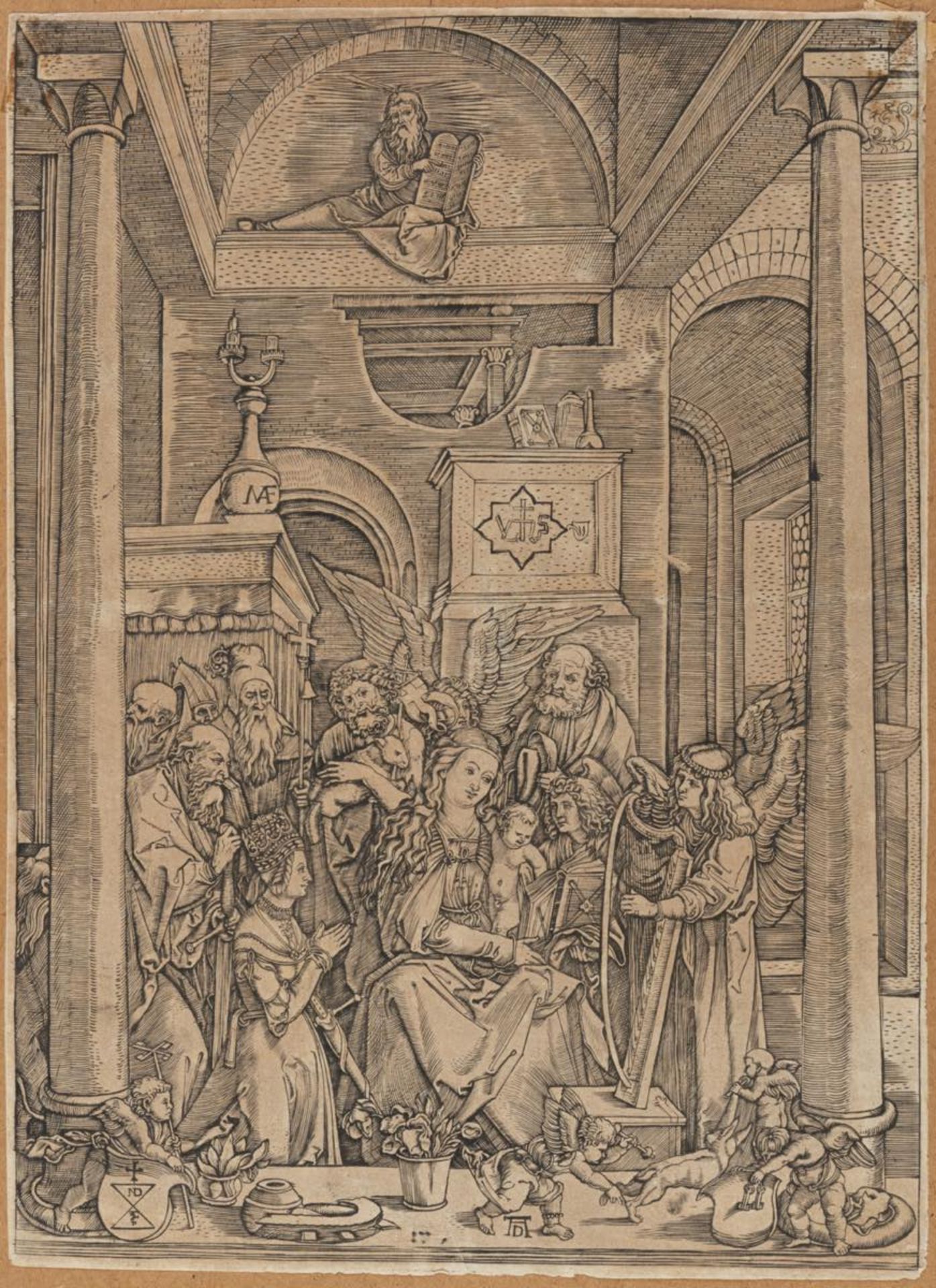 Marcantonio Raimondi (Molinella 1480 - Bologna 1534), “Glorificazione della Vergine”,