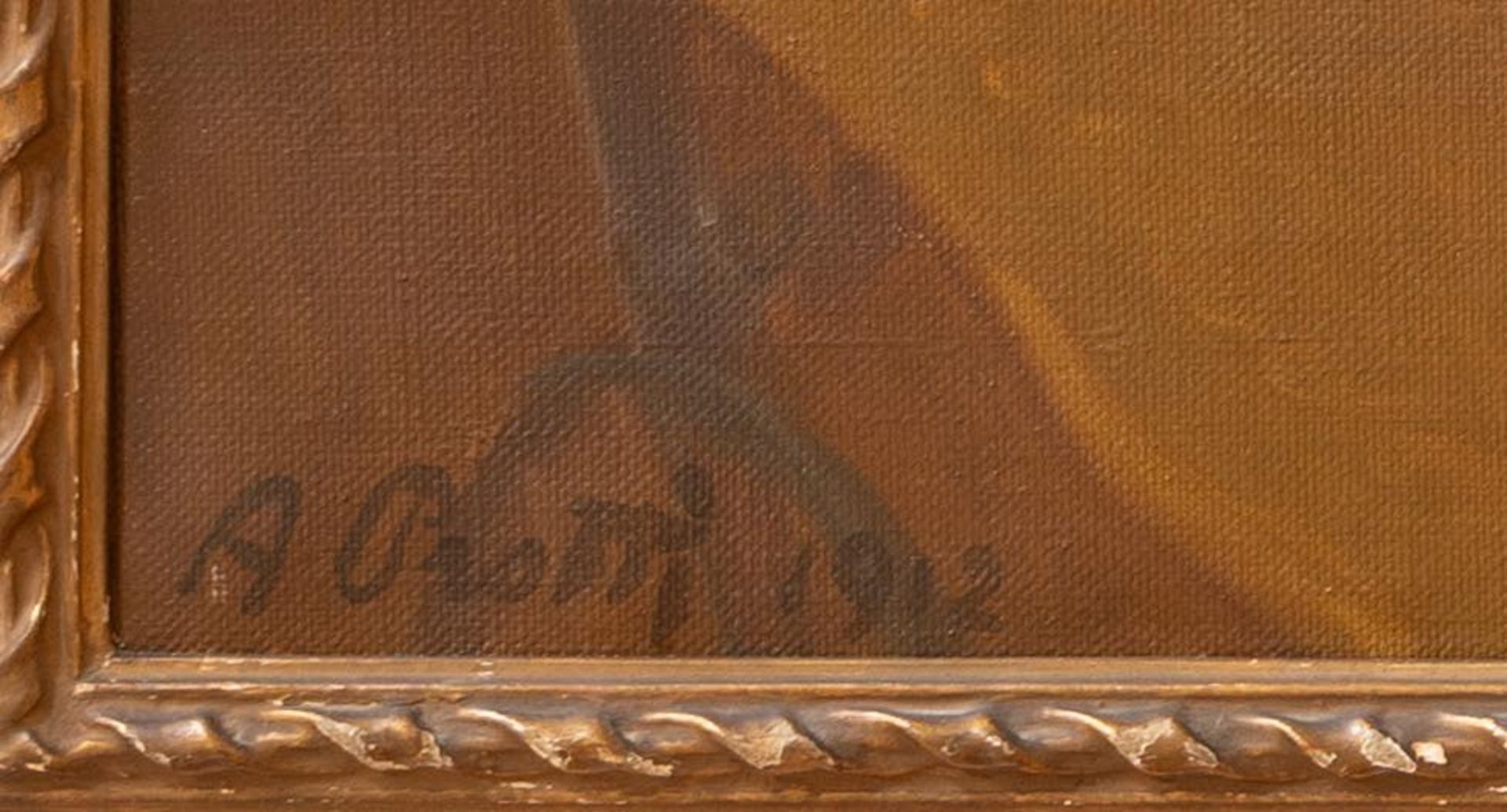 Alfredo Protti (Bologna 1882 - 1949), “Interno con culla”, 1912. Olio su tela, firmato e datato - Bild 2 aus 4