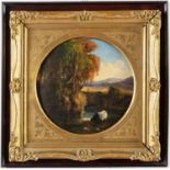 Nicola Palizzi (Vasto 1820 - Napoli 1870), “Paesaggio con bue”. Olio su tela, reca al retro