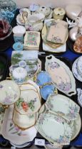 Assorted lady artist painted pottery including examples by M Eunson, A B Ferrier, May Wilson and