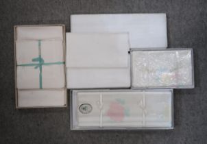 Boxed Irish linen including 'Old Bleach' Double Damask hand painted Swansea table cloth, no PA16
