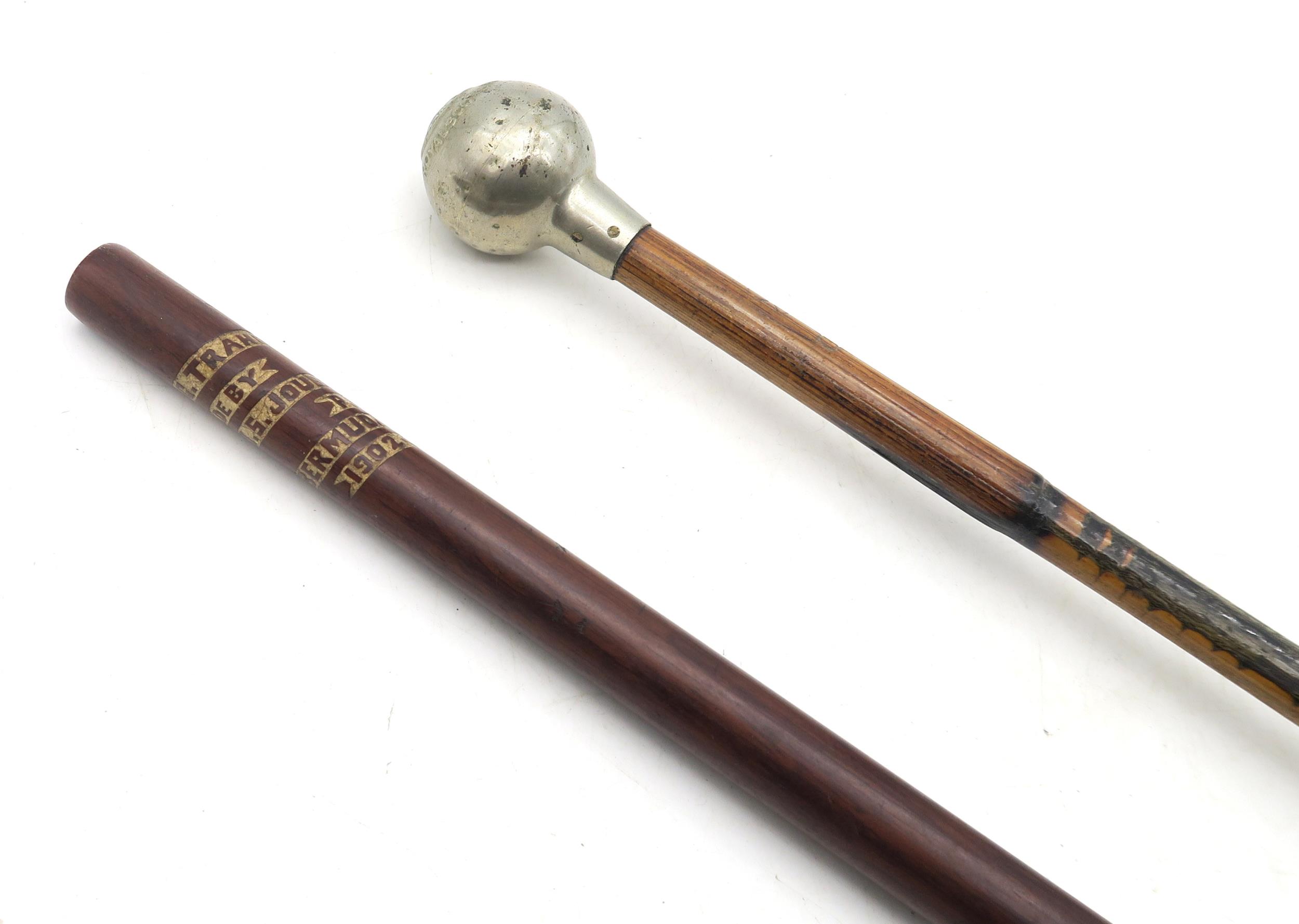 A Boer War prisoner of war hardwood walking cane, carved "G.G. Traherne, Made by I.S. Joubert, P.O.