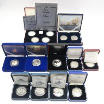 Royal Mint silver proof commemorative crowns, comprising a a 1972-1981 Queen Elizabeth II Collection