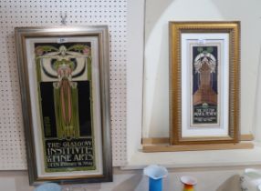 Two framed reproduction posters for The Glasgow Institute of Fine Art and The Scottish Musical