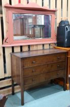 A lot comprising 20th century oak three drawer chest, 79cm high x 97cm wide x 43cm deep and a