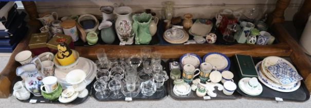 A collection of decorative ceramics and glass including vases, teawares, jugs etc Condition Report: