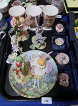 Four Royal Worcester Flower Fairy trinket boxes, five Flower Fairy figures, and other items