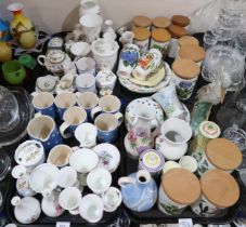 A collection of ceramics including Portmierion pottery storage jars, Wedgwood vases etc Condition