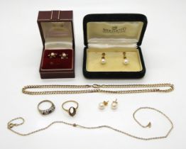 A pair of 14k gold Mikimoto pearl screw on earrings, in original box weight 2.6gms, together with