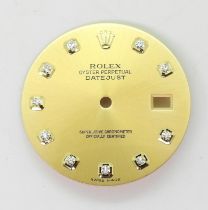 A yellow metal Rolex Oyster perpetual DATEJUST diamond set numeral dial. Serial number to the back