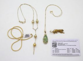 A collection of 9ct Gems TV jewellery to include, a tiger brooch with ruby eyes, a 9ct woven