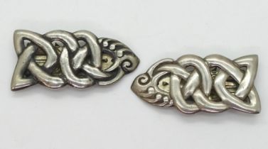 A pair of silver Alexander Richie dress clips in white metal stamped A.R Iona to the reverse. Length