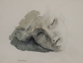 ALEXANDRA GARDNER (SCOTTISH b.1945)  GESSO HEAD, FLORENCE  Pencil and watercolour, signed lower