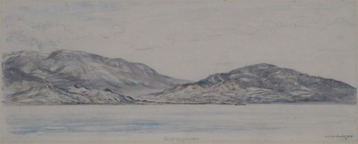 SIR DAVID MUIRHEAD BONE RSW RSA (SCOTTISH 1876-1953)  GULF OF CORINTH  Pencil and watercolour,