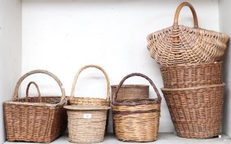 A lot of nine assorted wicker baskets (9) Condition Report:Available upon request