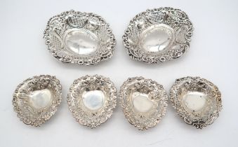 A collection of silver bonbon dishes, including a pair of late-Victorian examples, Birmingham