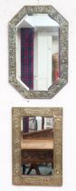 A lot comprising Arts & Crafts Celtic style rectangular wall mirror, 58cm high x 38cm wide and an