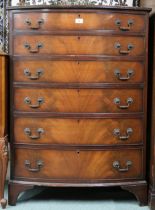 A 20th century mahogany bow front six drawer chest, 107cm high x 77cm wide x 49cm deep Condition