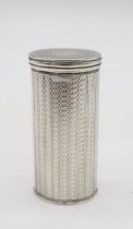 A William IV silver nutmeg grater, by Taylor & Perry, Birmingham 1836 (missing grater, hinge