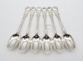 A set of six Victorian silver Tudor pattern teaspoons, by George Adam, London 1851, 217gms (6)