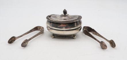 A George III silver mustard pot, by Charles Hougham, London 1776 (missing liner), engraved with an a