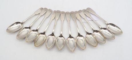 A set of twelve William IV Scottish silver fiddle pattern teaspoons, by Robert Keay & Sons,