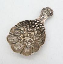 A George IV silver caddy spoon, by Joseph Wilmore, Birmingham 1822, with cast floral decoration, 7.