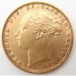 Victoria (1837-1901) 1 Sovereign 1877 Obverse Queen Victoria's young head VICTORIA D:G: